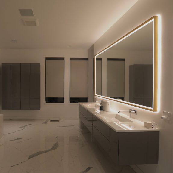 View on the vanity cabinet