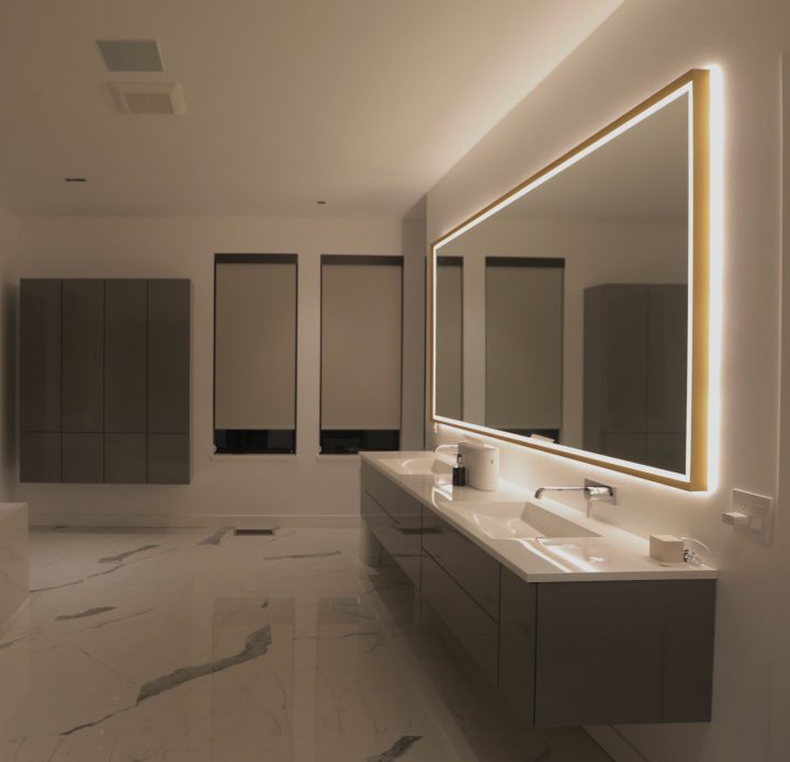 View on the vanity cabinet