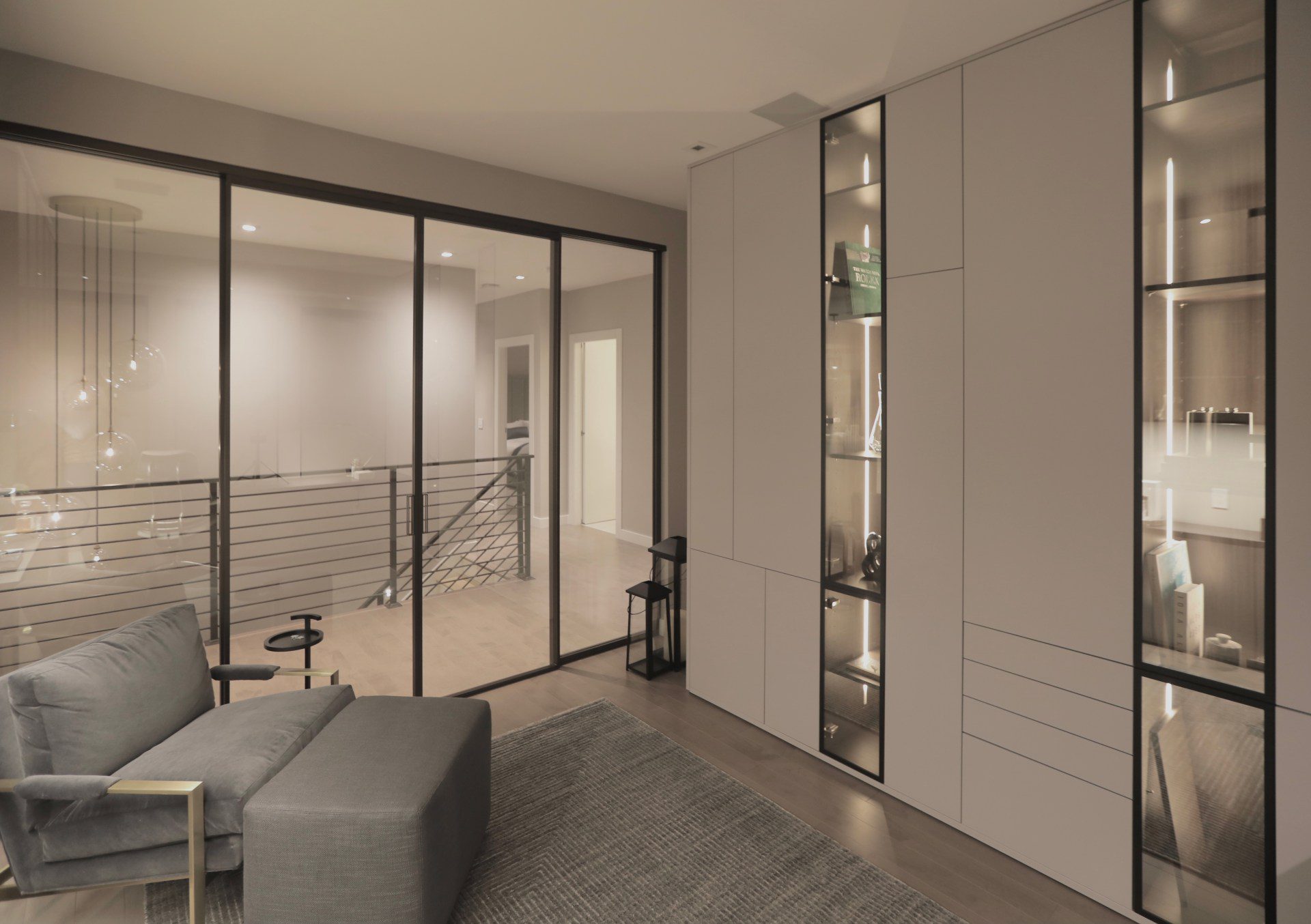 sitting area with glass wall