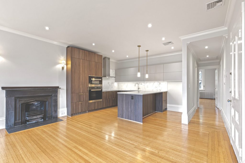 kitchen with fireplace