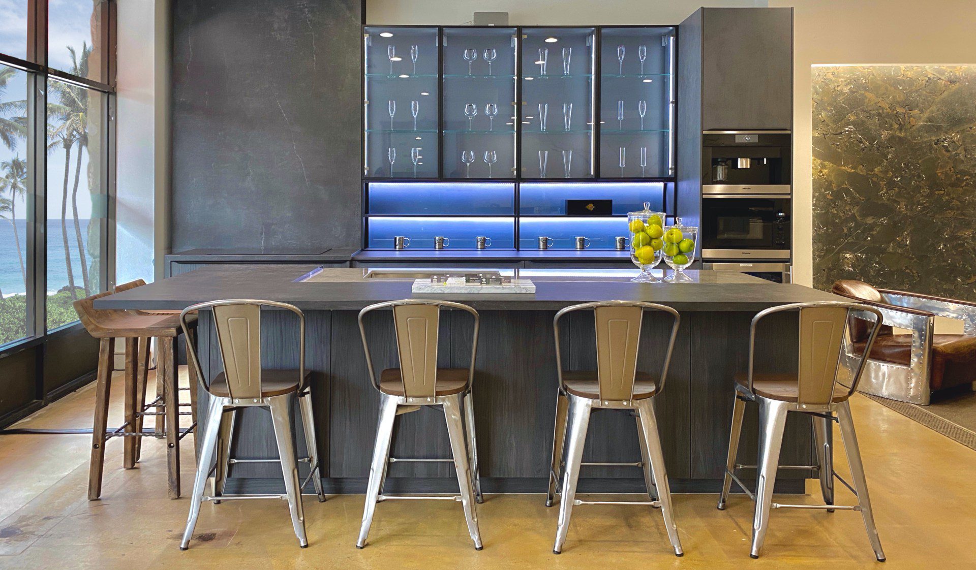 kitchen island with barstools